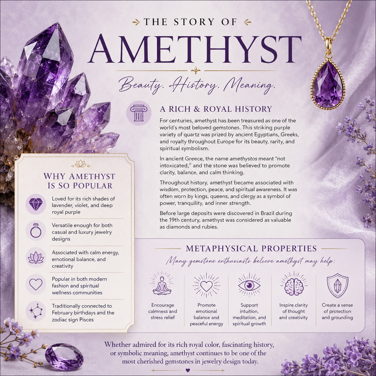 Amethyst Pendant Jewelry Set on Lilac Leather Cord – Handmade Statement Necklace & Earrings
