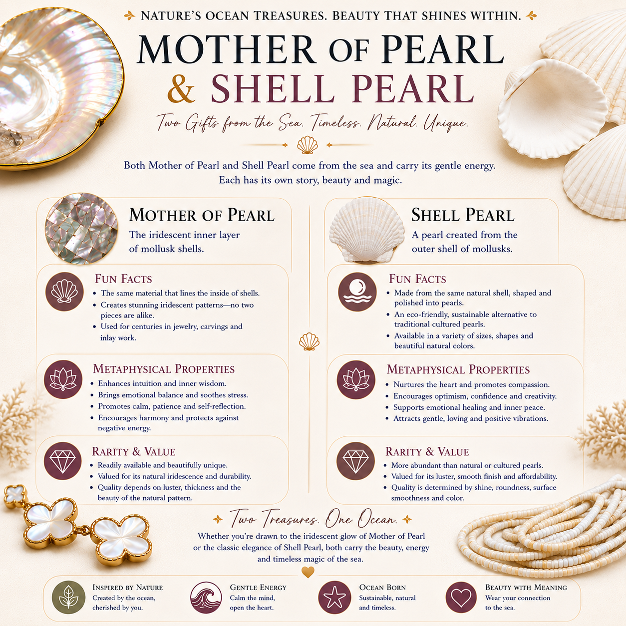 Mother of Pearl Nugget Necklace & Earring Set | White Shell Heishi Beads | Gold Accents
