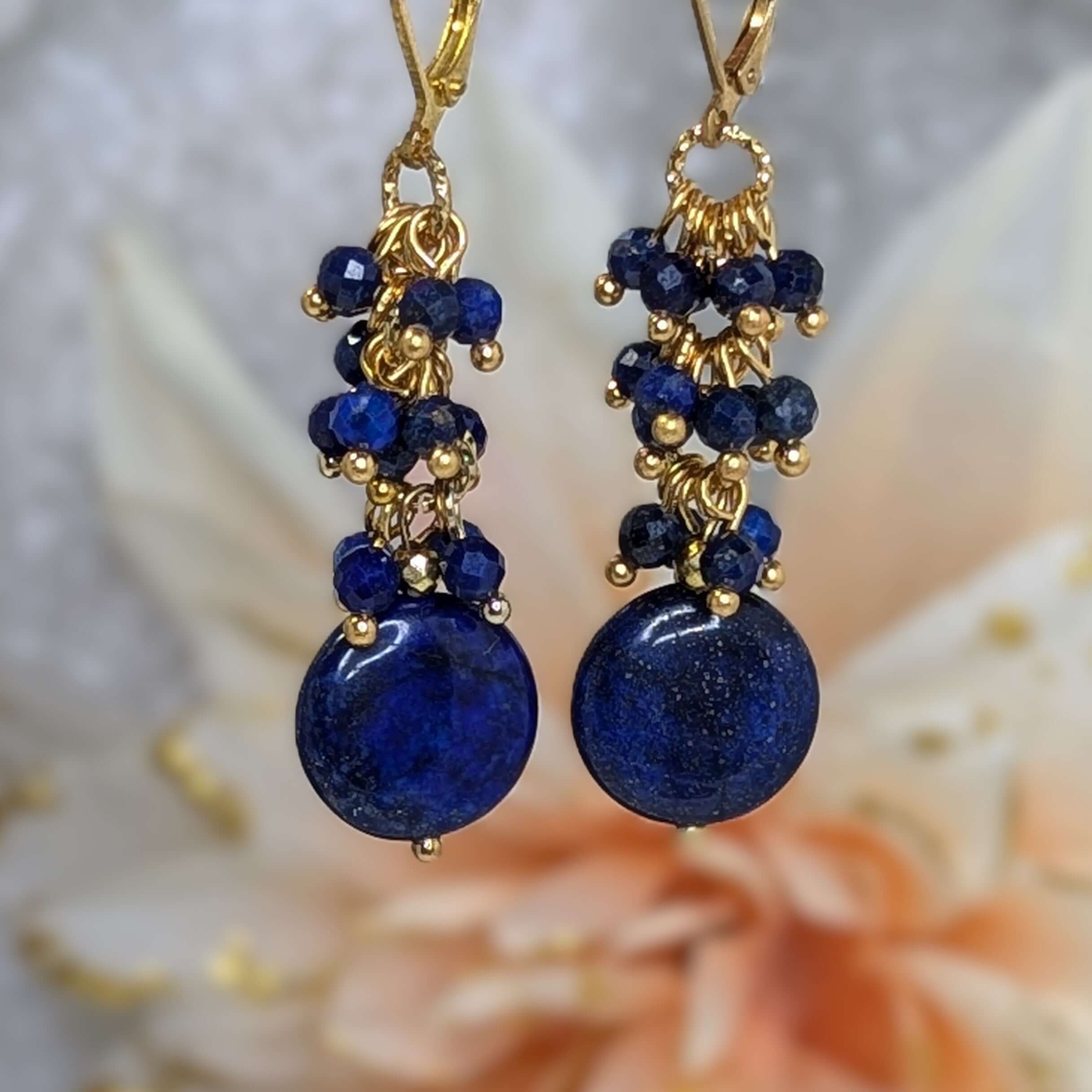 Lapis Lazuli Statement Drop Earrings – 18KT Gold Over Stainless Steel