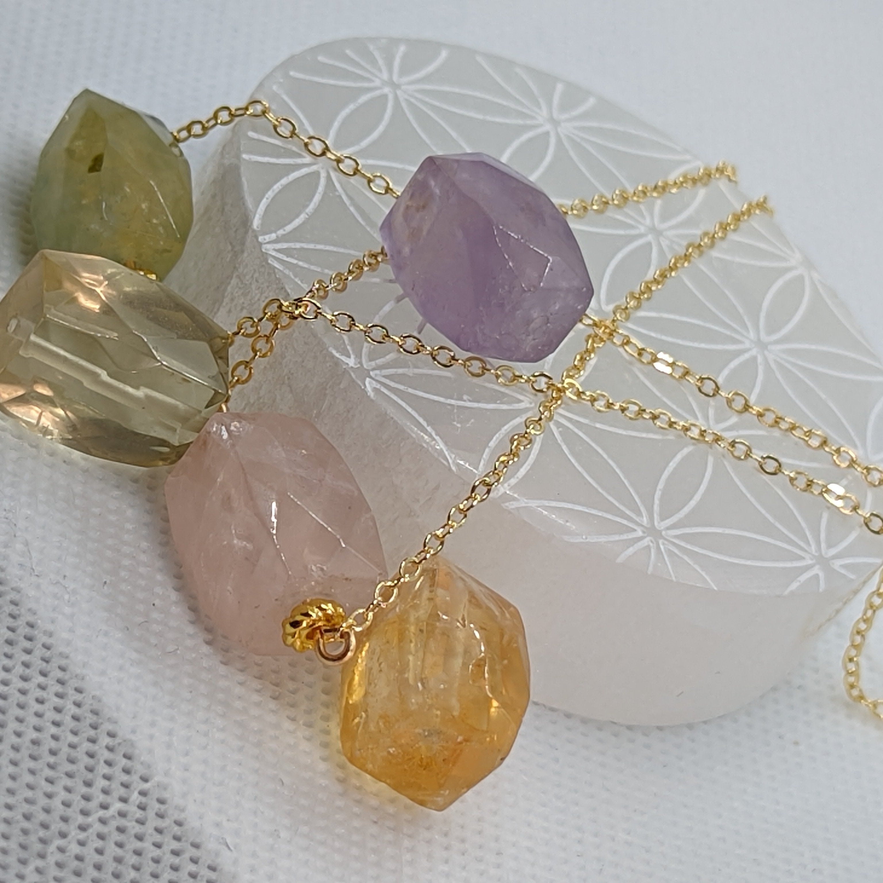Chunky Gemstone - single stone on paperclip chain