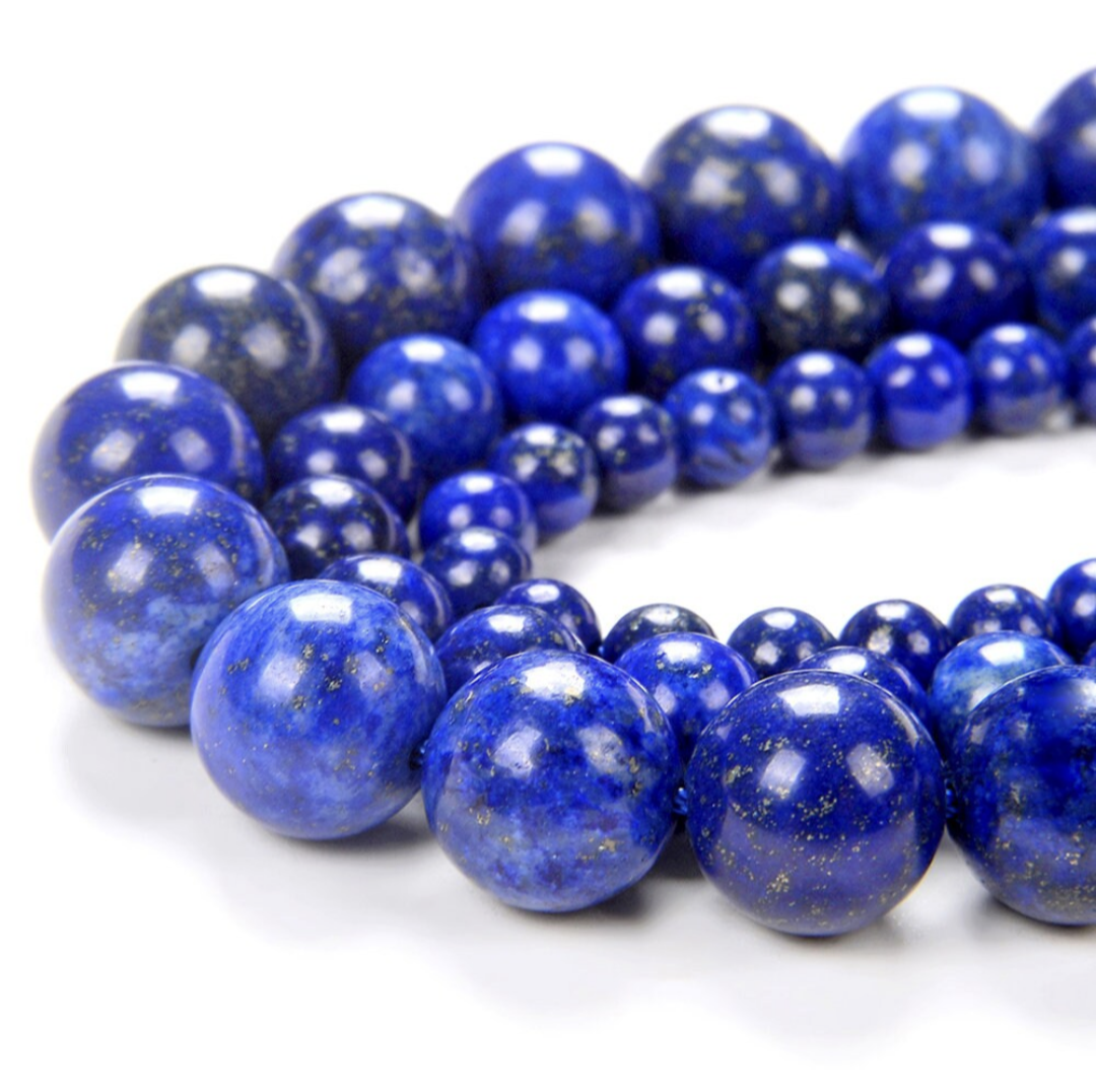 Lapis Lazuli Necklace with Crackle Agate | Gold Beaded Jewelry
