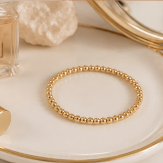 3mm 14K Gold Filled Bead Stretch Bracelet