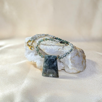 Indian Agate &amp; Moss Agate Necklace