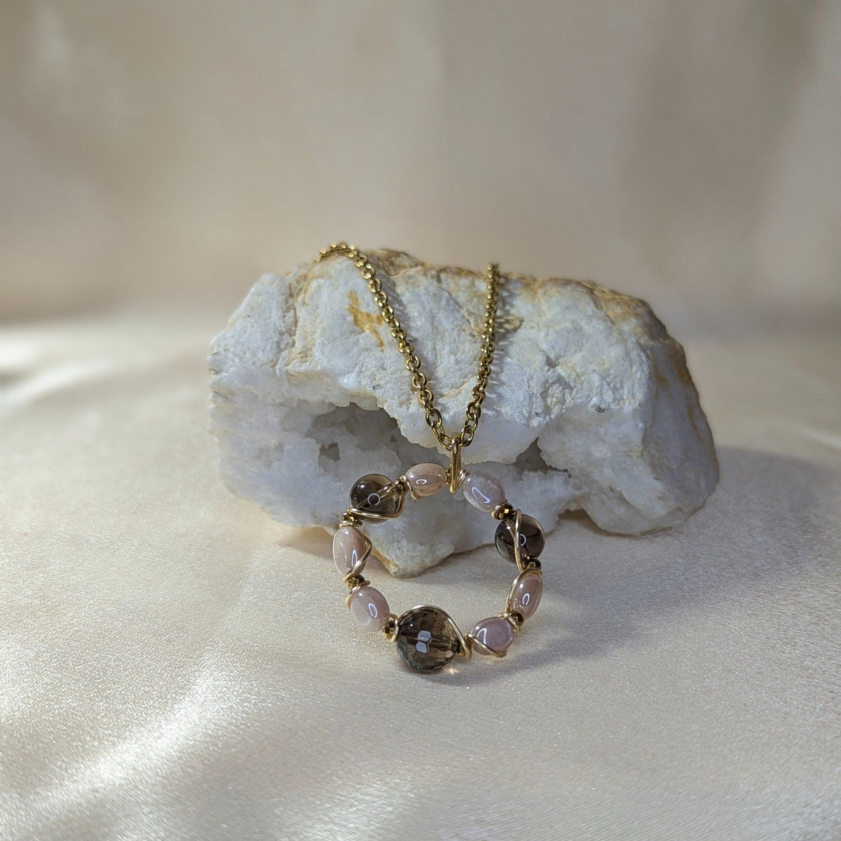 Smoky Quartz &amp; Moonstone Necklace — In the Round