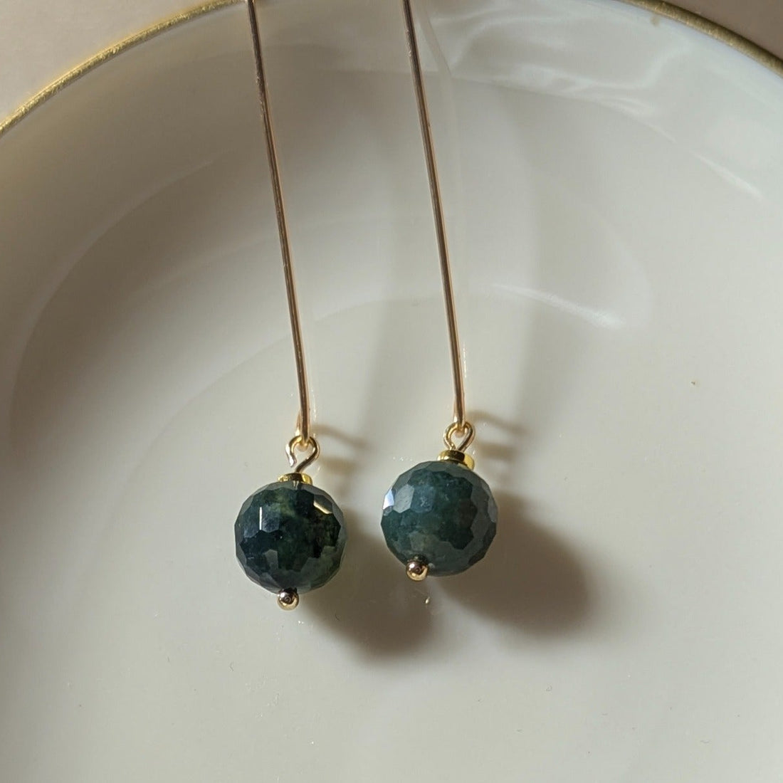Indian Agate Geometric Drop Earrings