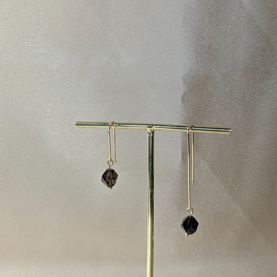 Asymmetrical Smoky Quartz Drop Earrings