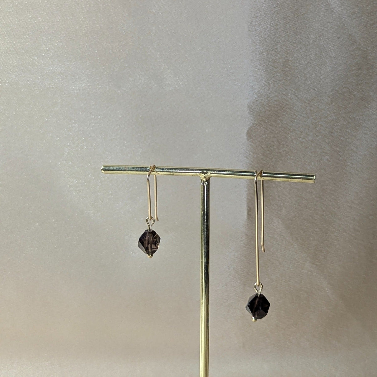 Asymmetrical Smoky Quartz Drop Earrings
