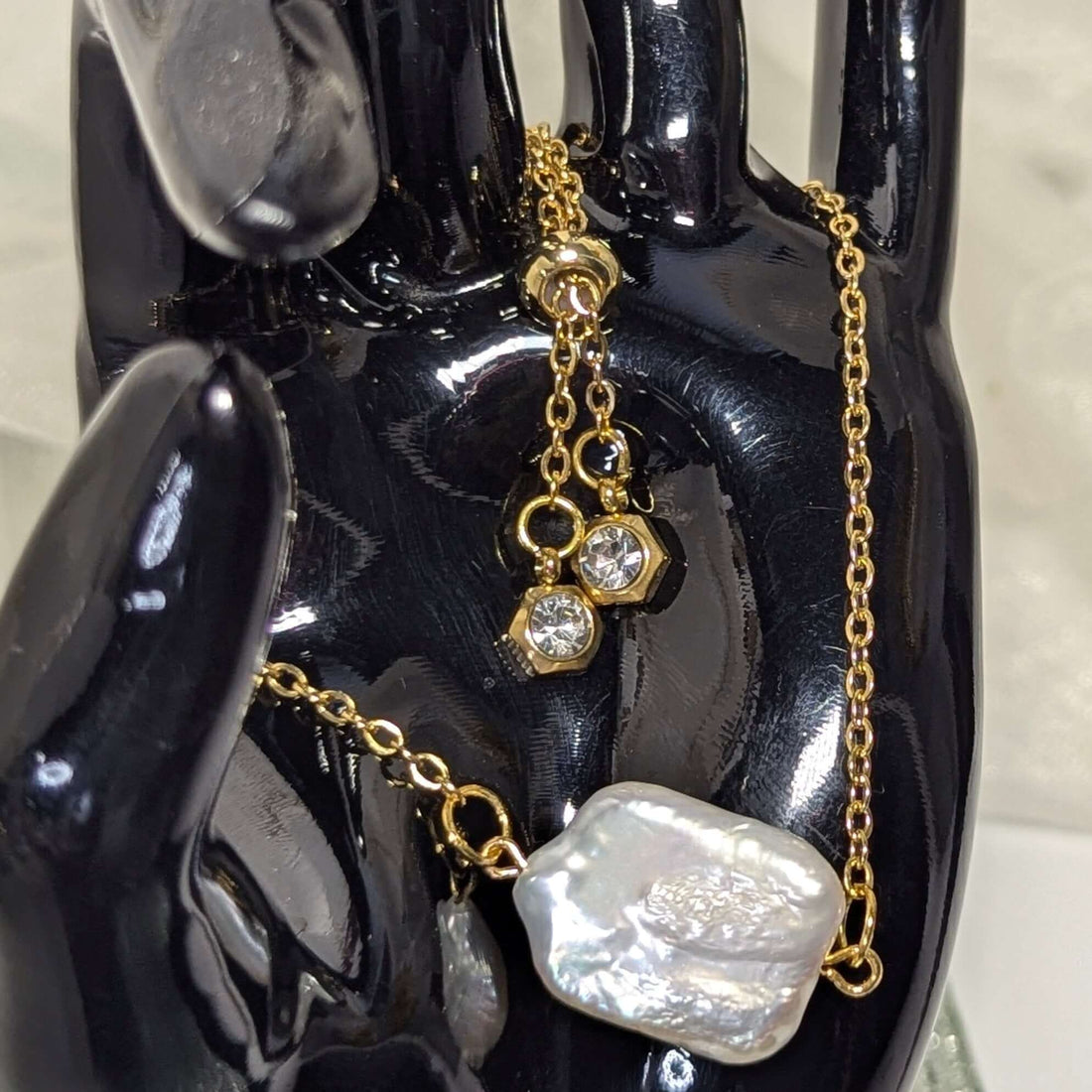 Square shaped Baroque Pearl Slider Style Bracelet