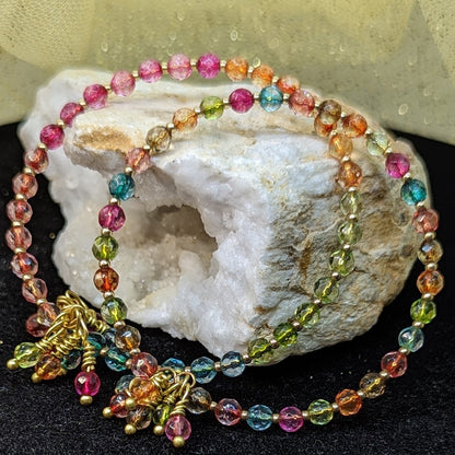 Bracelet:  Watermelon Tourmaline Memory Wire Duo Stack Set