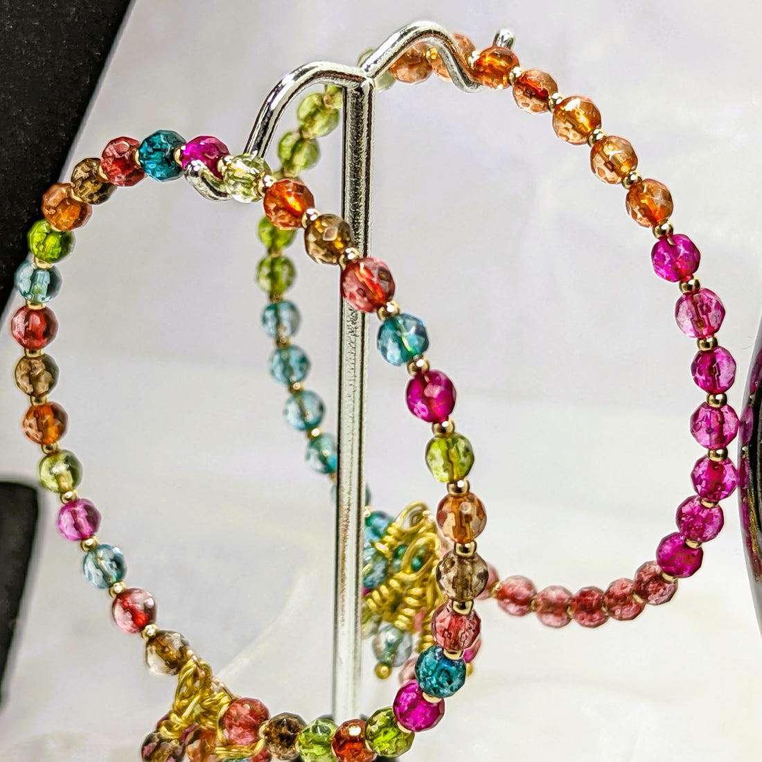 Bracelet:  Watermelon Tourmaline Memory Wire Duo Stack Set